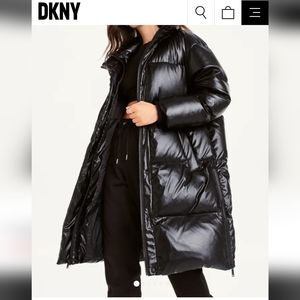 DKNY leather puffer parka